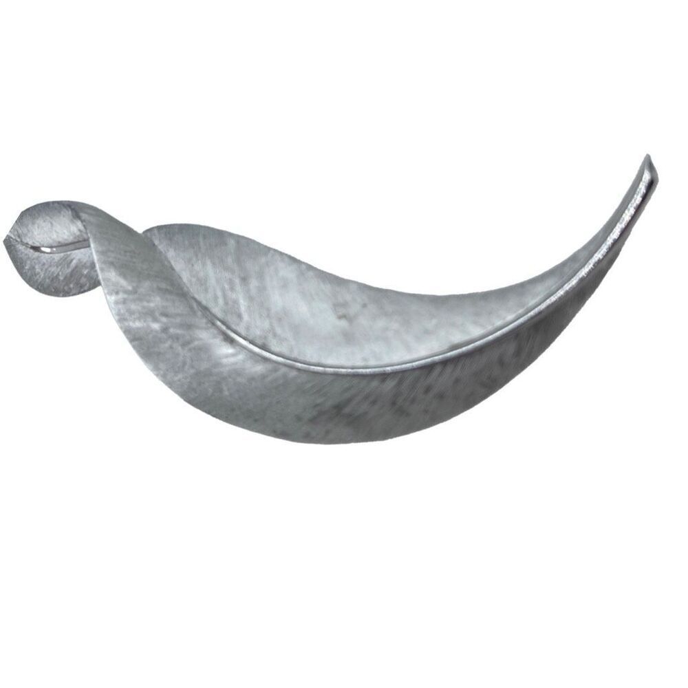 Vintage crown Trifari curved feather leaf brooch